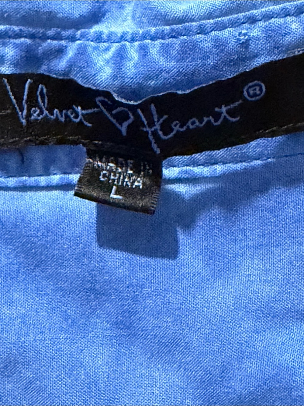 Velvet Heart Womens Button Up Tunic Top Size Large Blue High Low Long Sleeve - Picture 3 of 7
